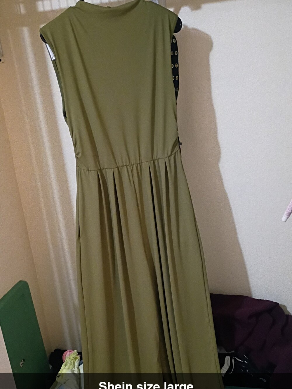 SHEIN Olive Green Sleeveless Wide-Leg Jumpsuit - Size Large